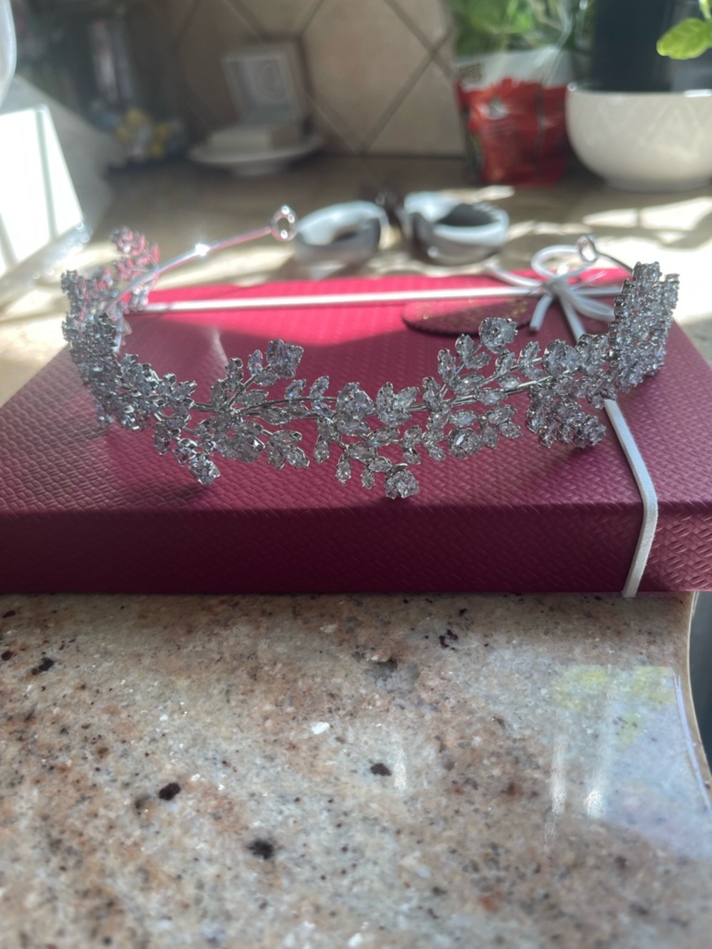 Silver Crystal Floral Bridal Tiara Headband
